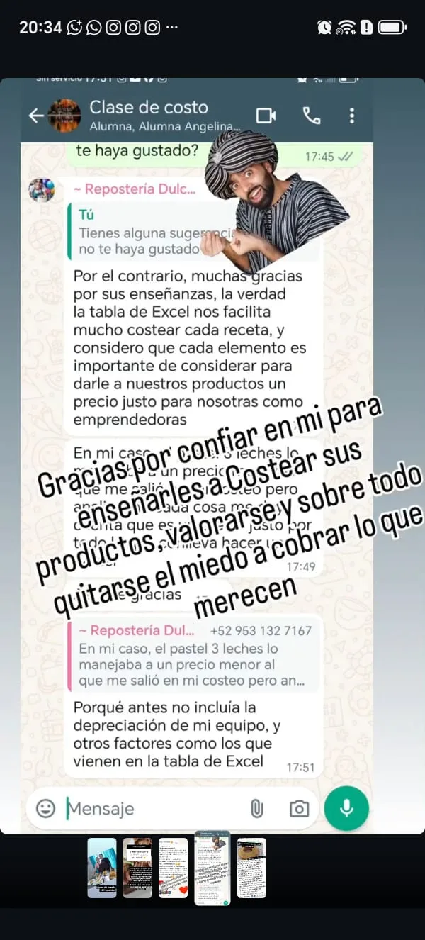 Testimonio de alumna sobre costear recetas