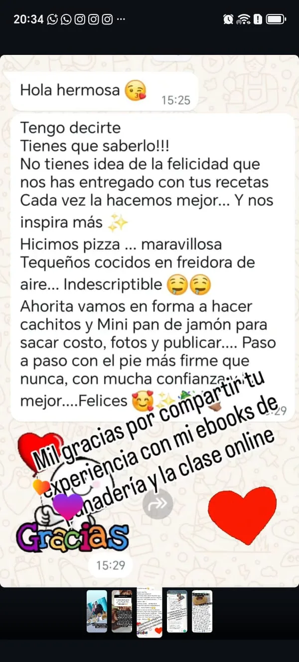 Testimonio sobre panadería y clase online