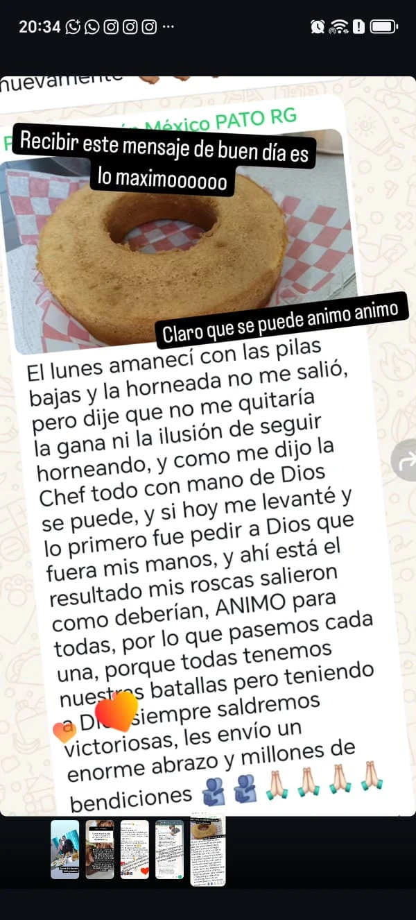 Testimonio de alumna sobre sus roscas